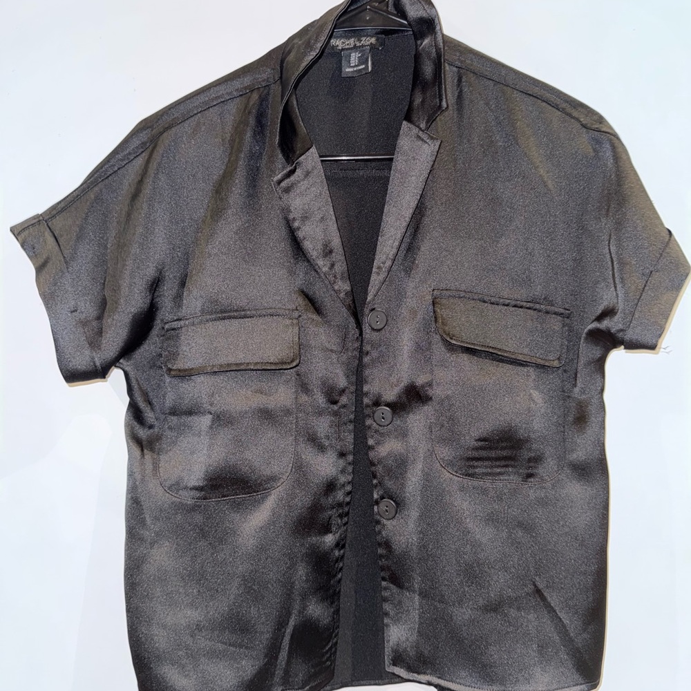 Rachel Zoe Black Satin Blouse